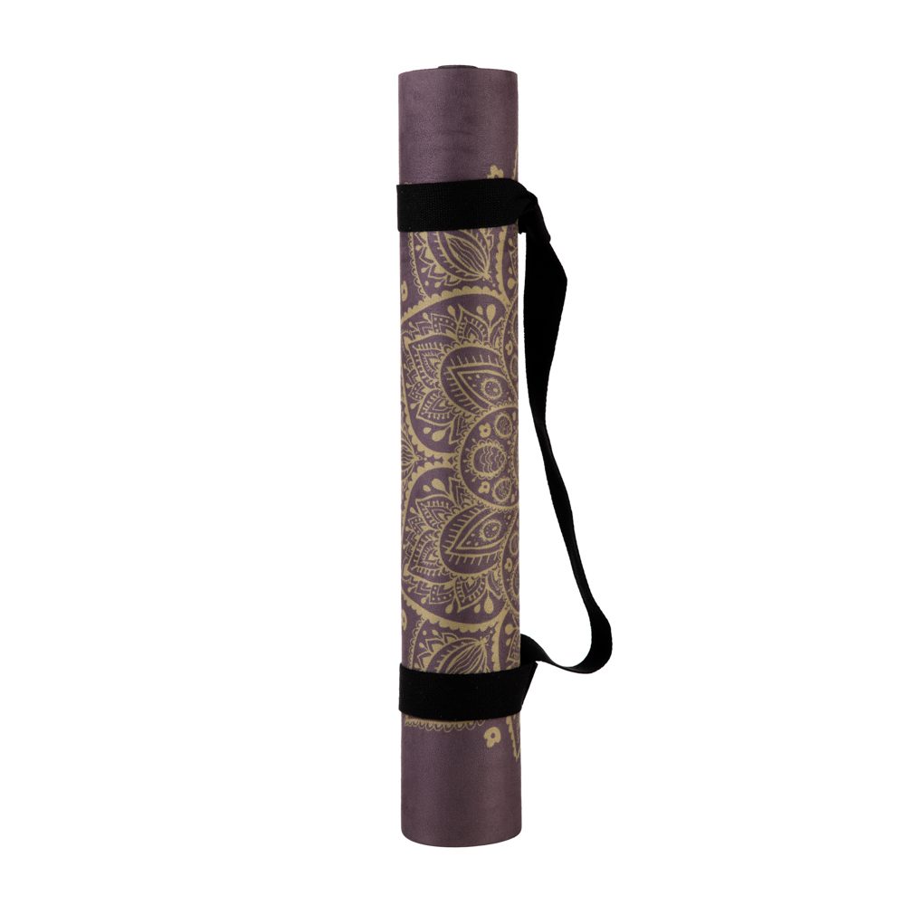 Tapis de yoga Studio Mandala Gold 3,5mm avec la sangle pour un transport facile