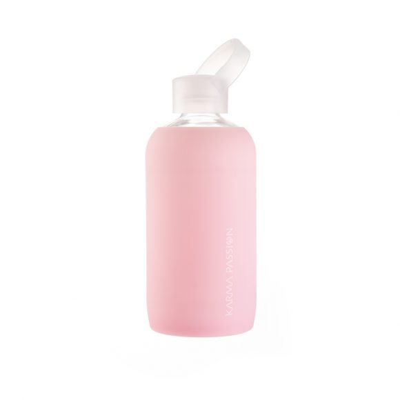 Bouteille en verre Pinky - avec un étui de protection en silicone