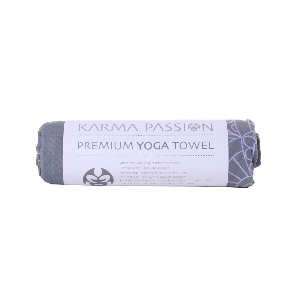 Serviette de yoga Mandala 7 Chakras à pois en silicone peut être déposé sur un tapis de yoga ou utilisé séparément