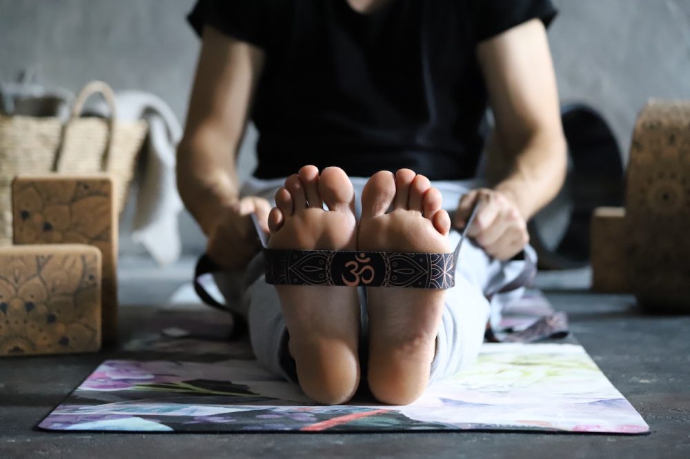 Sangle de yoga Hamsa Black - légère et antidérapante