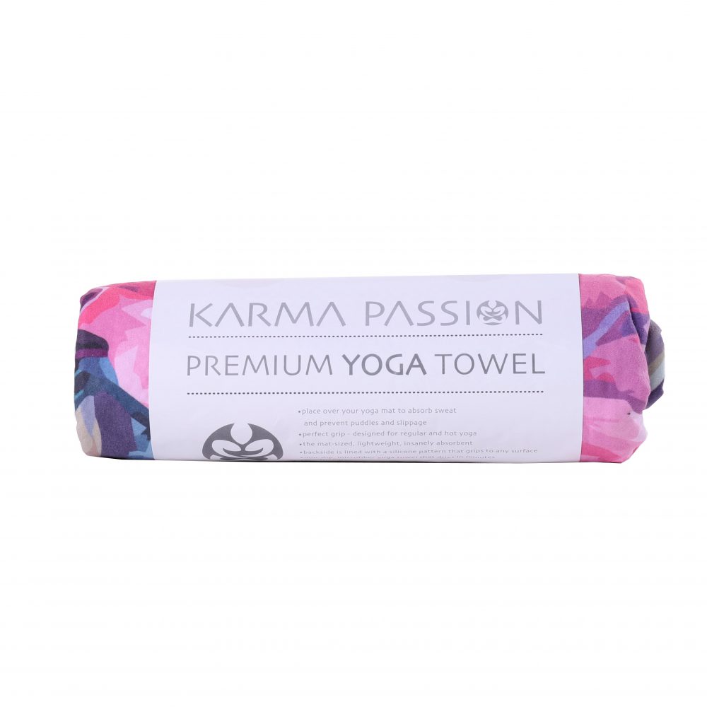 Serviette de yoga Love you Peonies à pois en silicone peut être déposé sur un tapis de yoga ou utilisé séparément