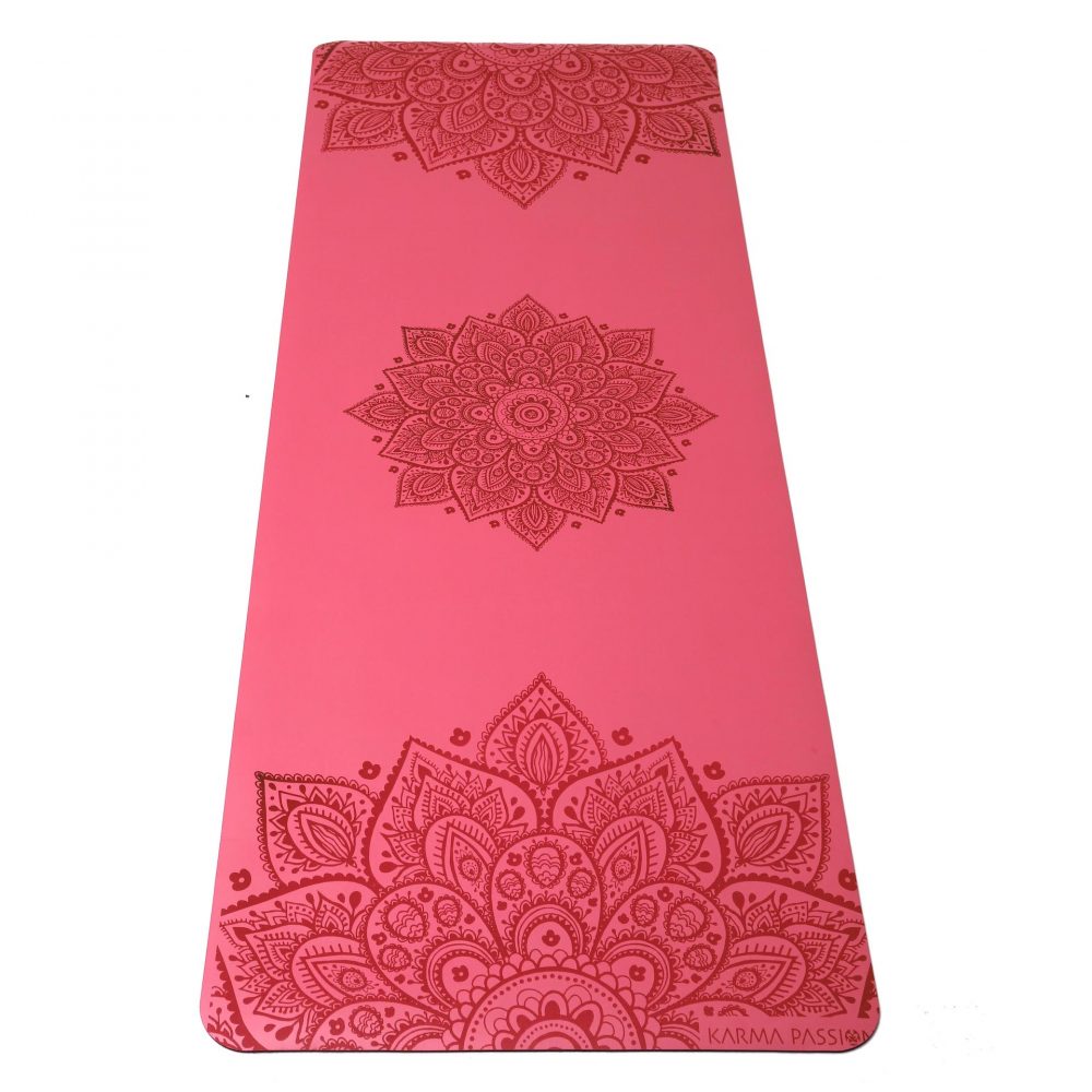 Tapis de yoga Professionnel Mandala Rose 5mm - unique et écologiques