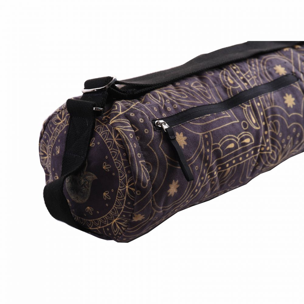 Sac de yoga Hamsa Black - fermeture éclair complète pour un rangement facile de vos effets personnels