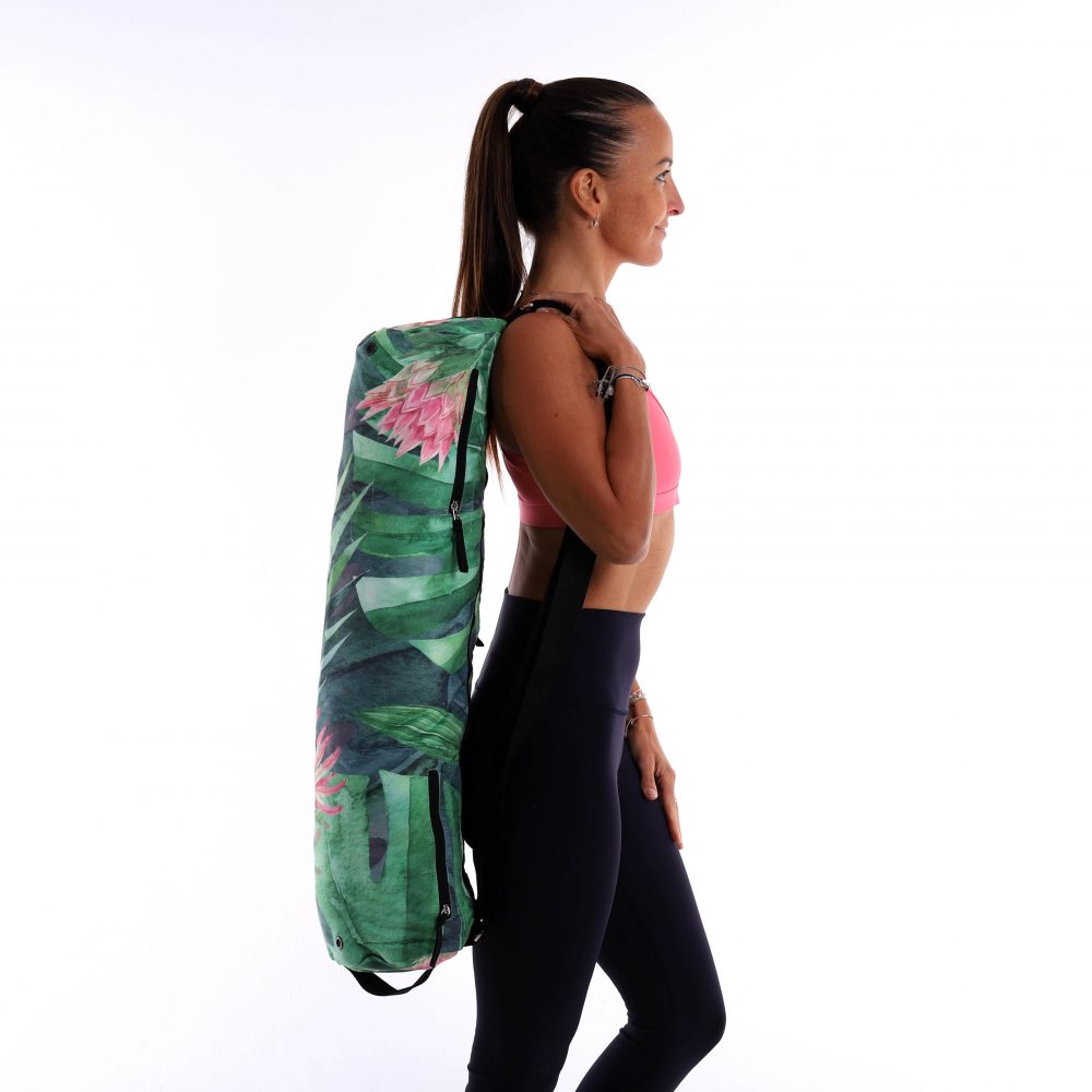 Sac de yoga Monstera avec bandoulière réglable qui s'adapte facilement à la longueur du sac