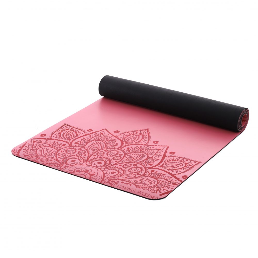 Tapis de yoga Professionnel Mandala Rose 5mm - écologiques