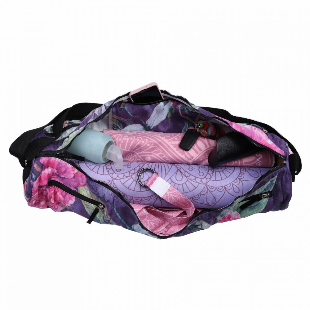 Sac de yoga Love you Peonies - emportez avec vous votre tapis de yoga et tout ce dont vous avez besoin : gourde, serviette, accessoires