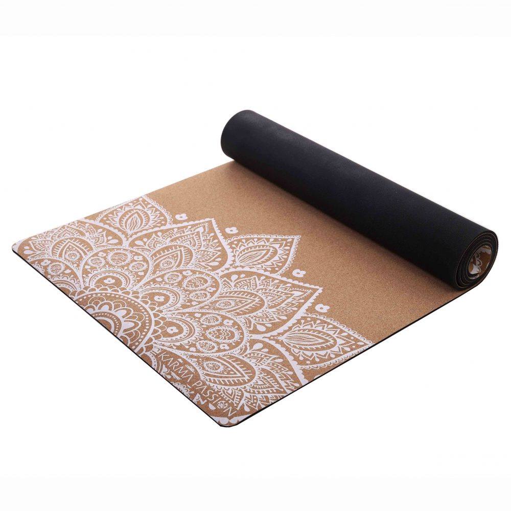 Tapis de yoga en liège Mandala White 4mm – Image 2